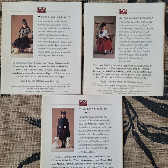 American Girl KIRSTEN, SAMANTHA, FELICITY PAMPHLET Pleasant Comp 1991 Borderless - Picture 5 of 8